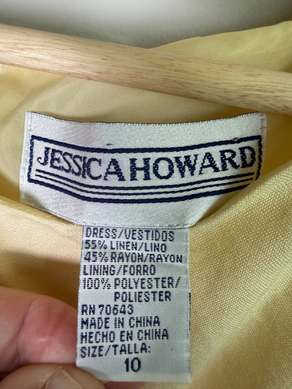 Jessica Howard Embroidered Floral Linen Maxi Dress Yellow Vintage Grandmacore 10 - Picture 7 of 8